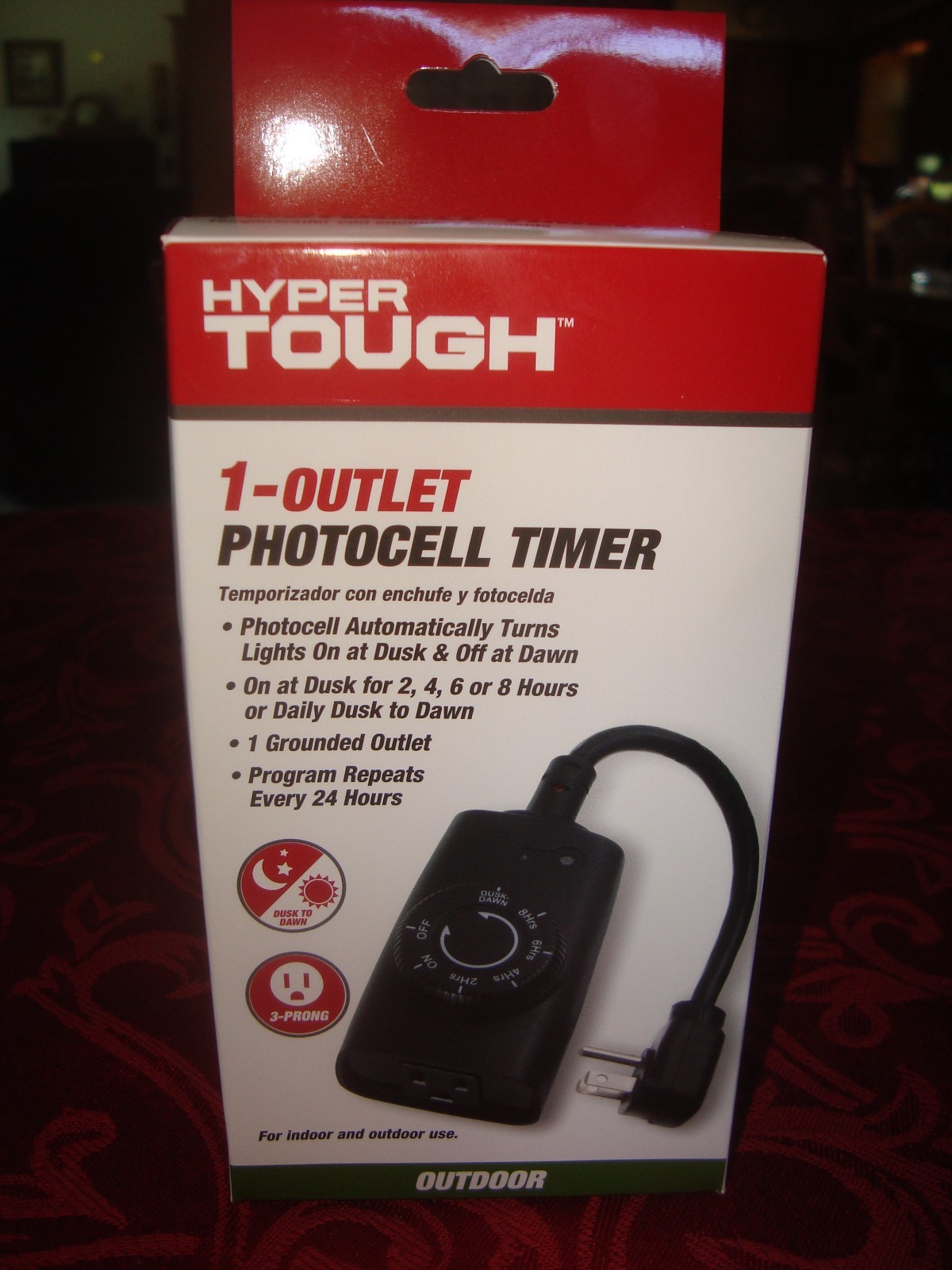 NEW HyperTough 1 Outlet INDOOR/OUTDOOR PhotoCell Timer