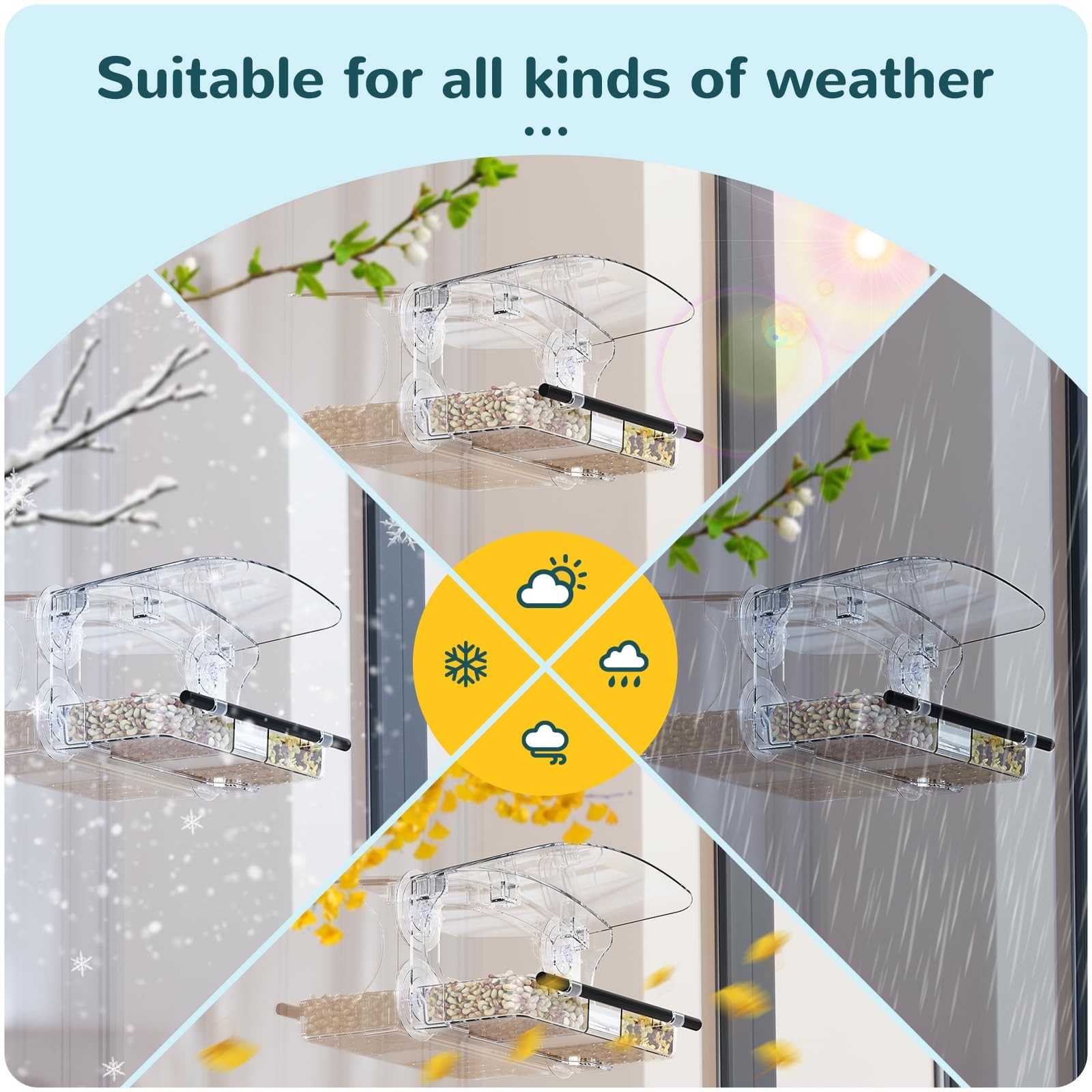 MrCrafts Window Bird Feeder with Strong Suction Cups, Clear 1Pcs, 1Pcs