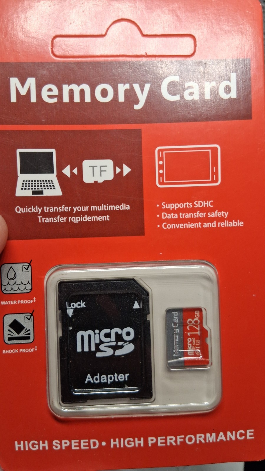 128GB microSDXC Class 10 High Speed Waterproof Shockproof w/ SD Adapter