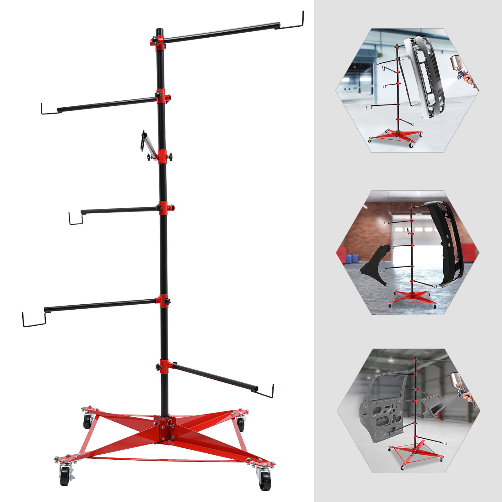 Auto Body Door Fender Center Post Hang Paint Stand Adjustable Panel Tree Holder