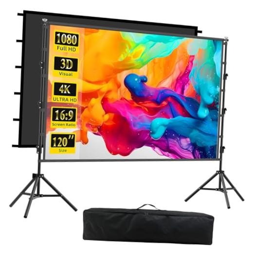 Outdoor Projector Screen with Stand, 120 inch Indoor Movie Screen 120 inch-ZJ
