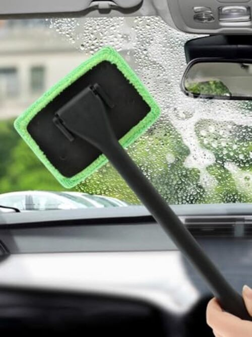 Windshield Cleaner Tool, Car Window Cleaner with Extendable Handle,5 Reusable