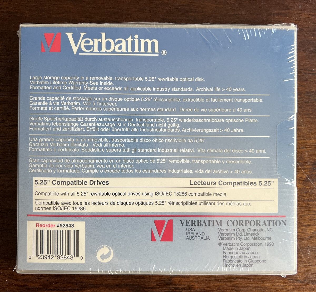 Verbatim 92843 - Optical Rewritable 5.2 GB MO2048 Bytes/Sector 5.25" - New