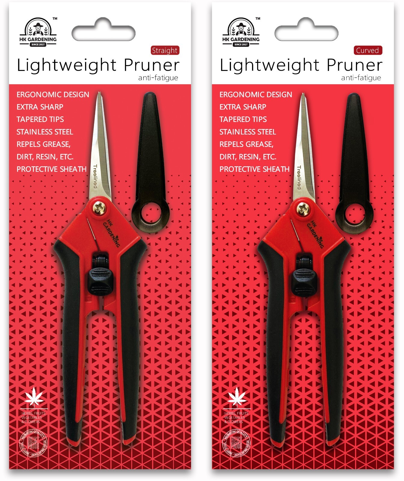 2PCS/ Straight blade + Curved blade HK Gardening Stainless Fast Precision Pruner