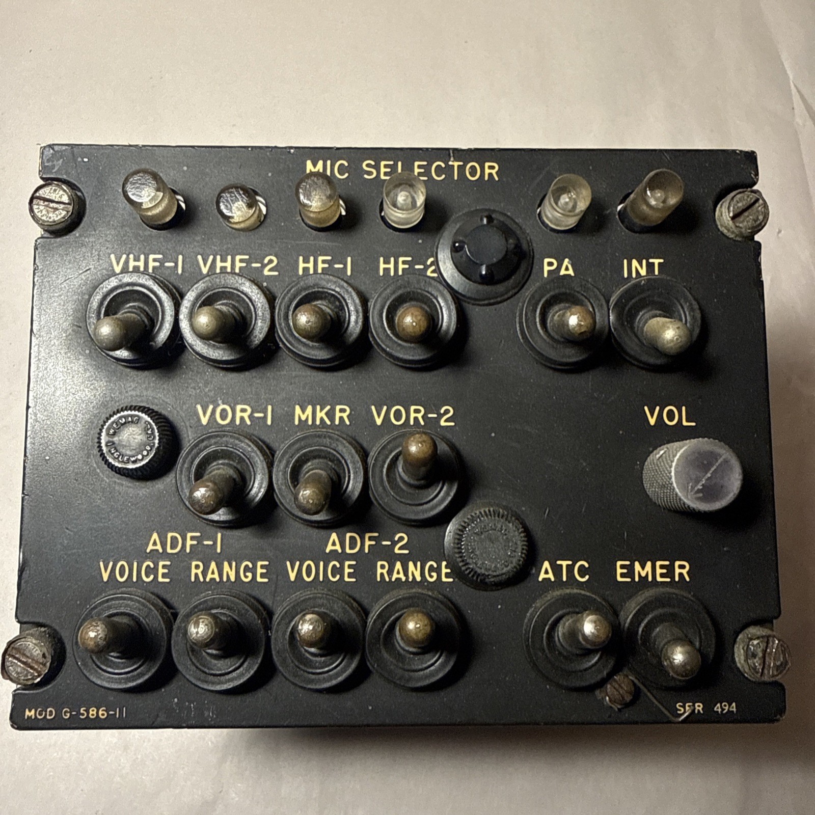 Vintage Aviation Gables Engineering Audio Control Panel PN: G-586-11