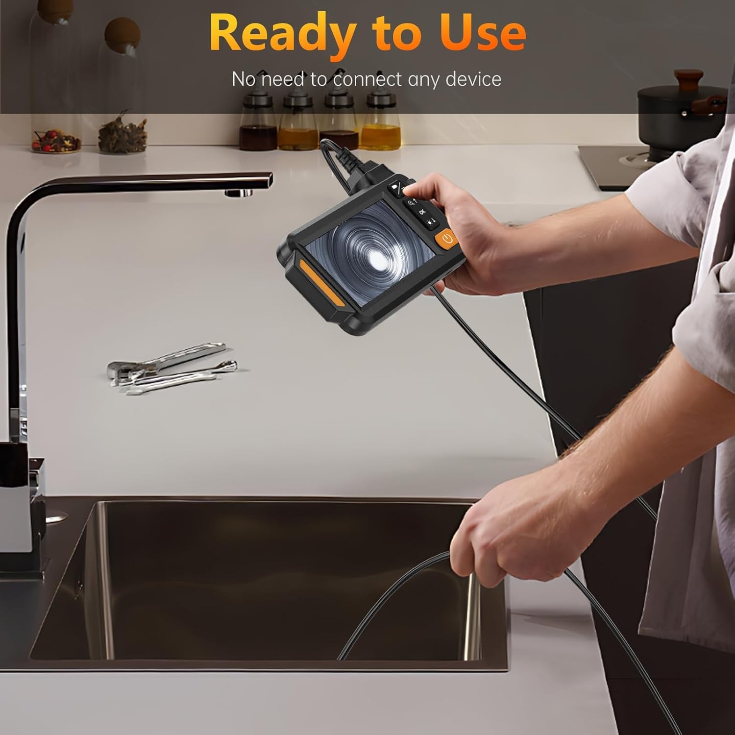 Upgrade Endoscope Camera with Light, 4.3' IPS Screen 1080P HD Inspection Camera