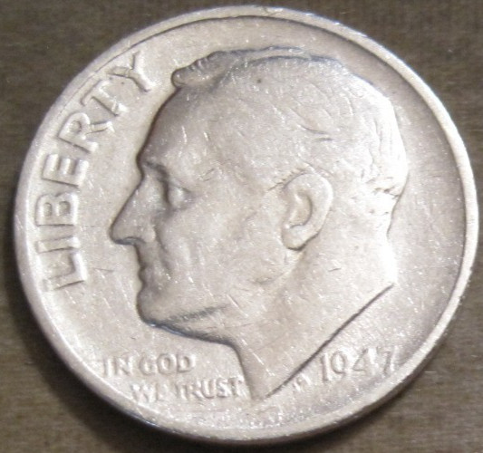 SELLING AS SHOWN~1947 S ROOSEVELT DIME~PLEASE VIEW ALL PHOTOS FOR CONDITION~380