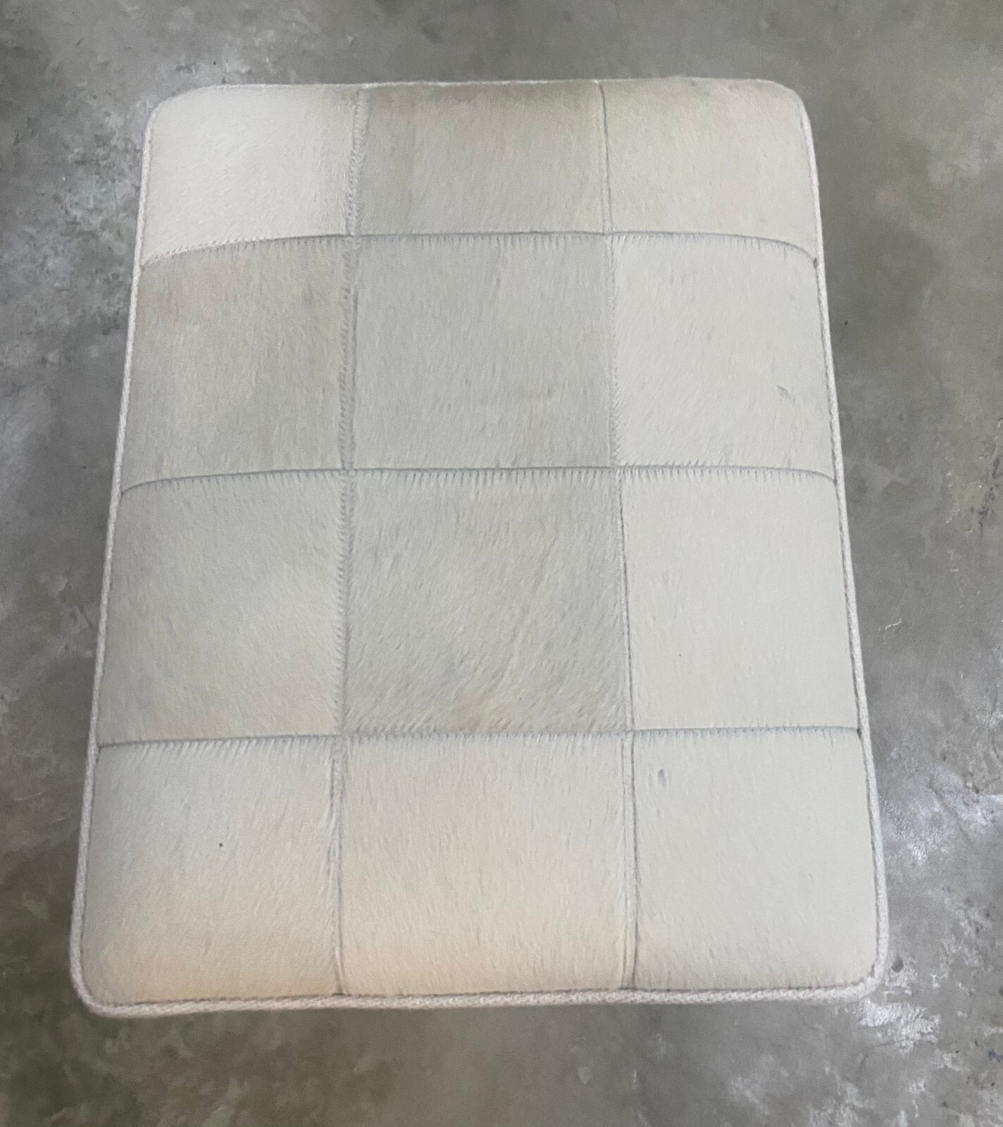 Custom Handmade Patch Cowhide Bench with High Quality Acrylic Base and Stretcher