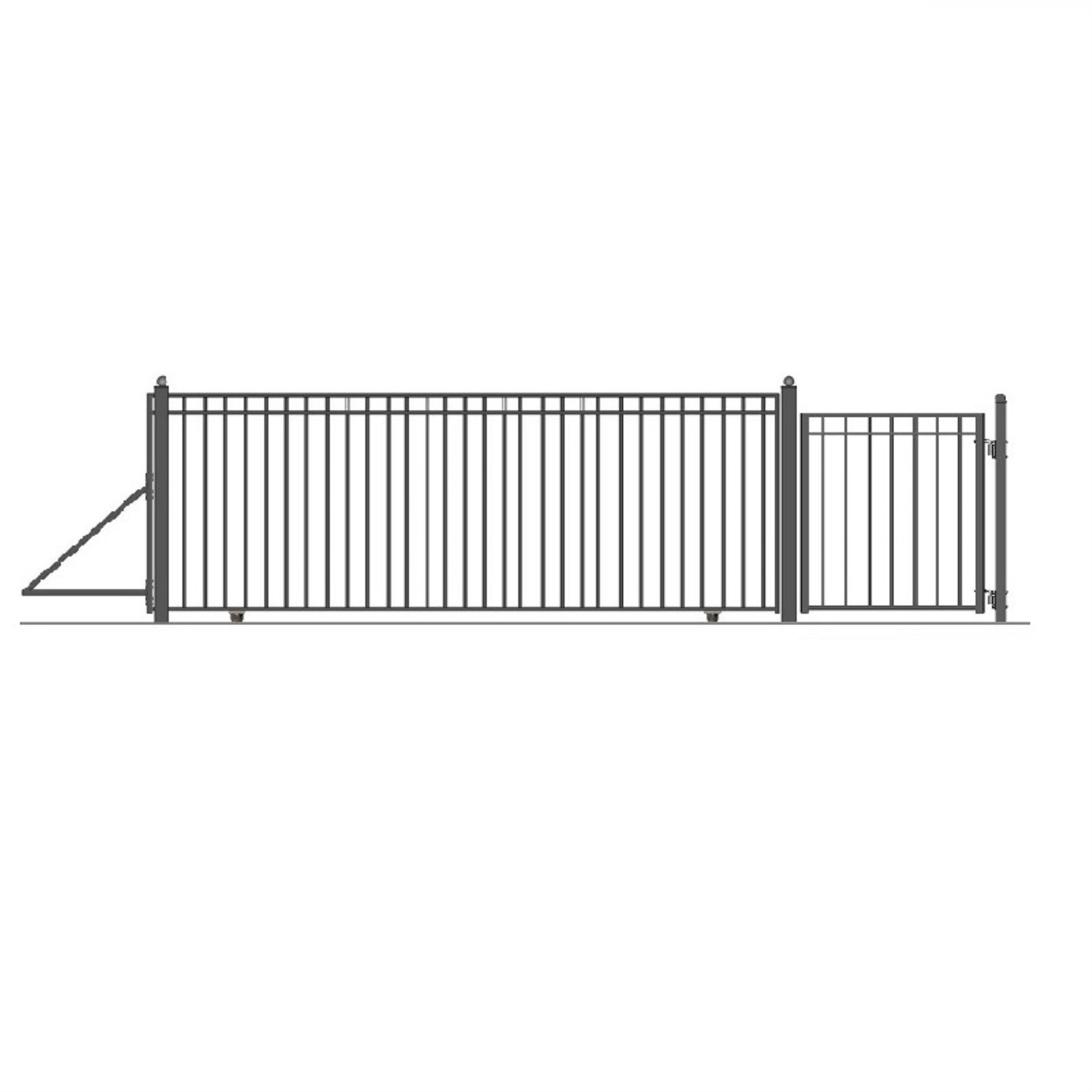 ALEKO Madrid Style Single Slide Steel Driveway Gates 20' with Pedestrian Gate