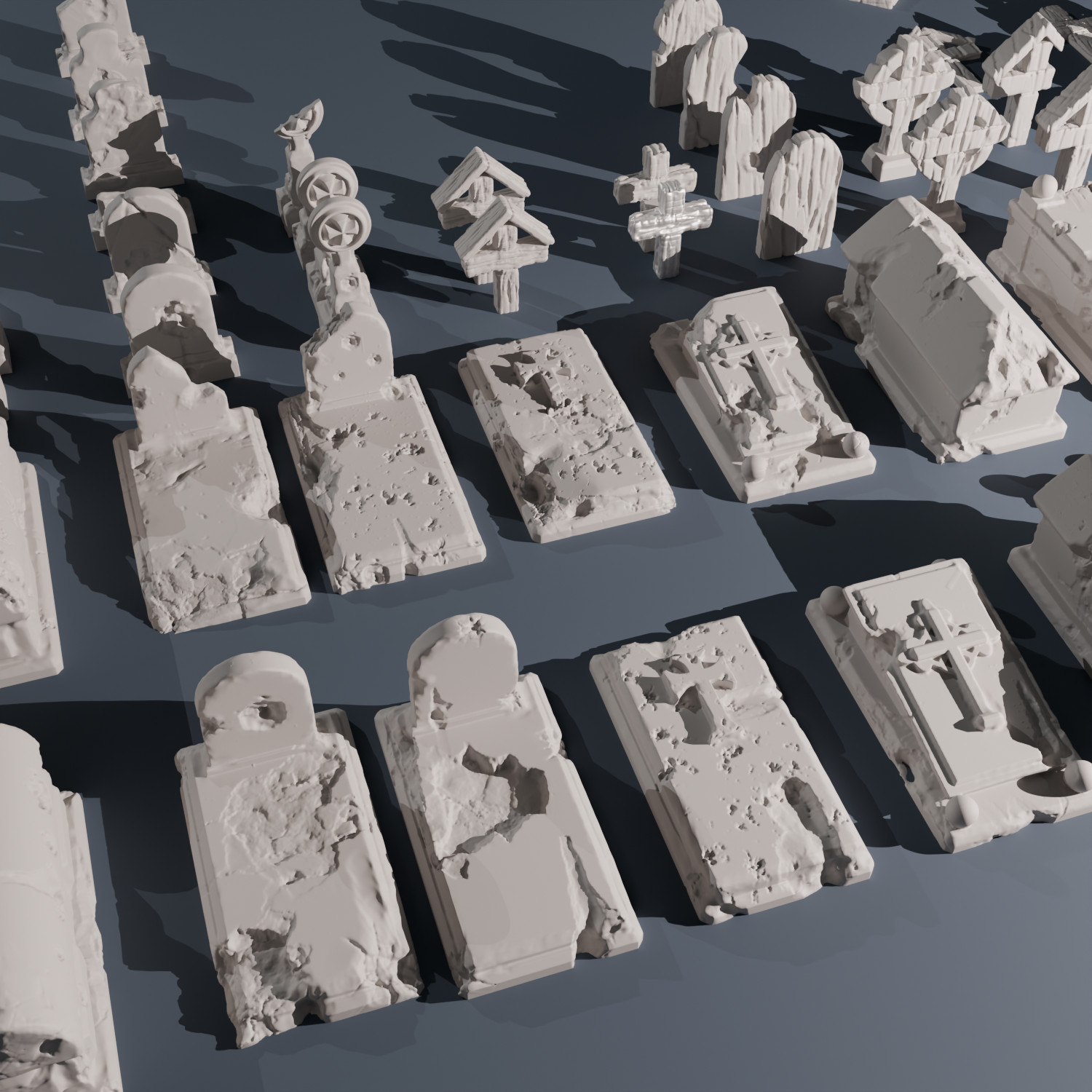 Graves | Wargame Bulk Scatter Terrain | 60x Pieces | FDM printed