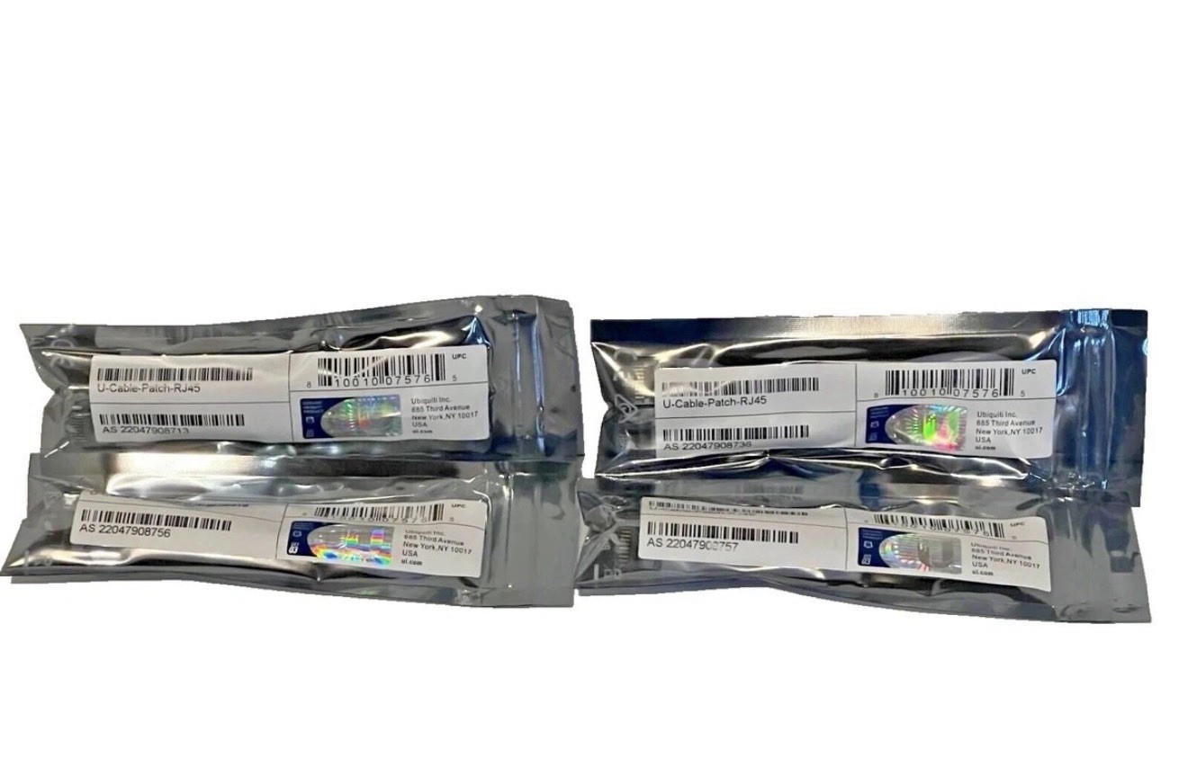 Lot of 4 Ubiquiti U-Cable-Patch-RJ45 UniFi Cat6 Ethernet Cables 0.1m (4in) White