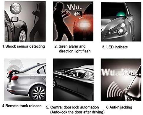 Car Alarm System, Security Antitheft Alarm Systems with Keyless Entry, with M...