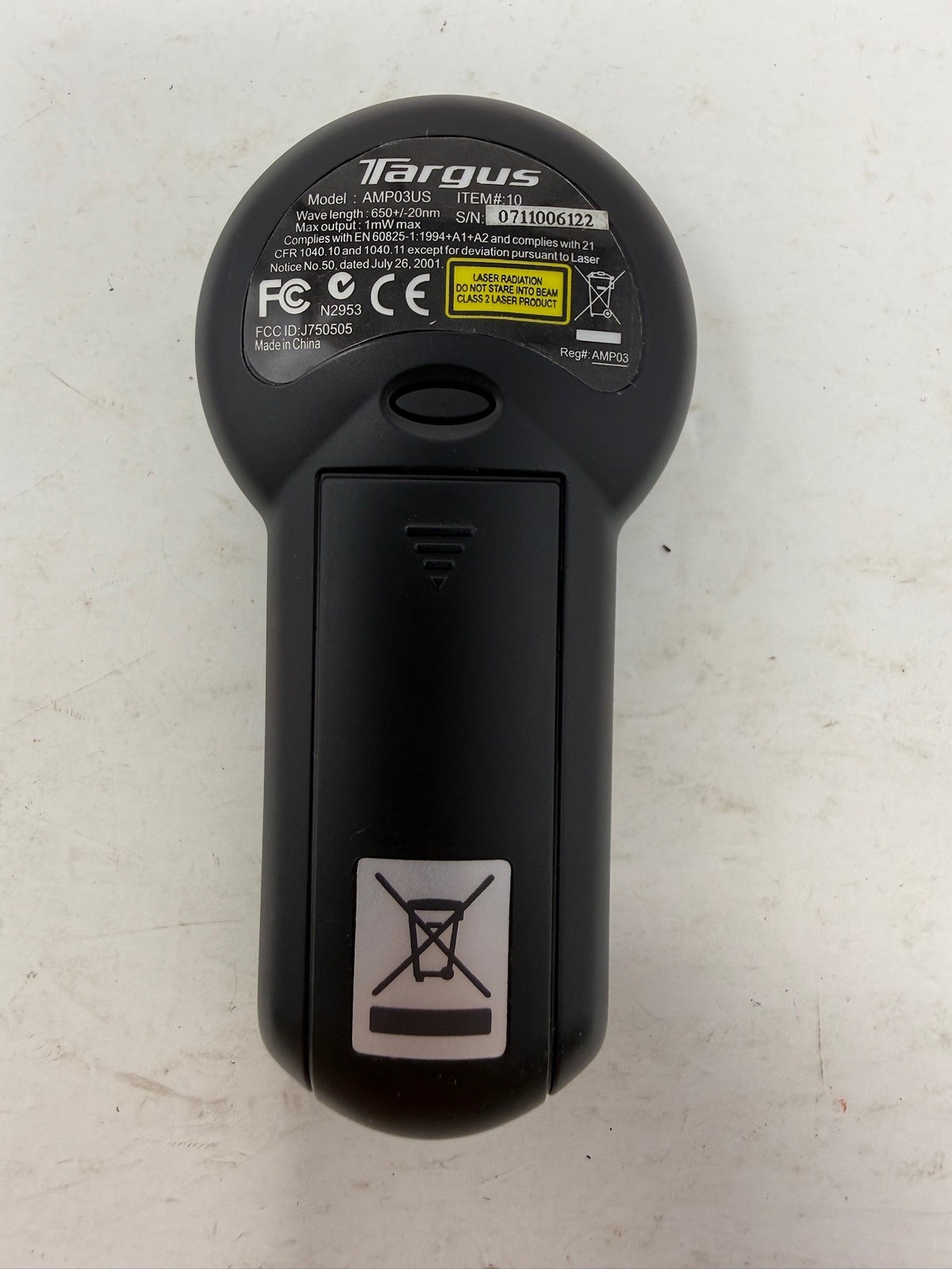 Targus AMP03US Wireless Presenter Black Laser Pointer Used