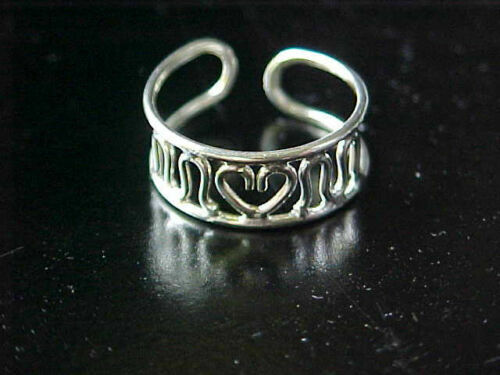 Toe Ring Heart Motif .925 Silver Adjustable NEW