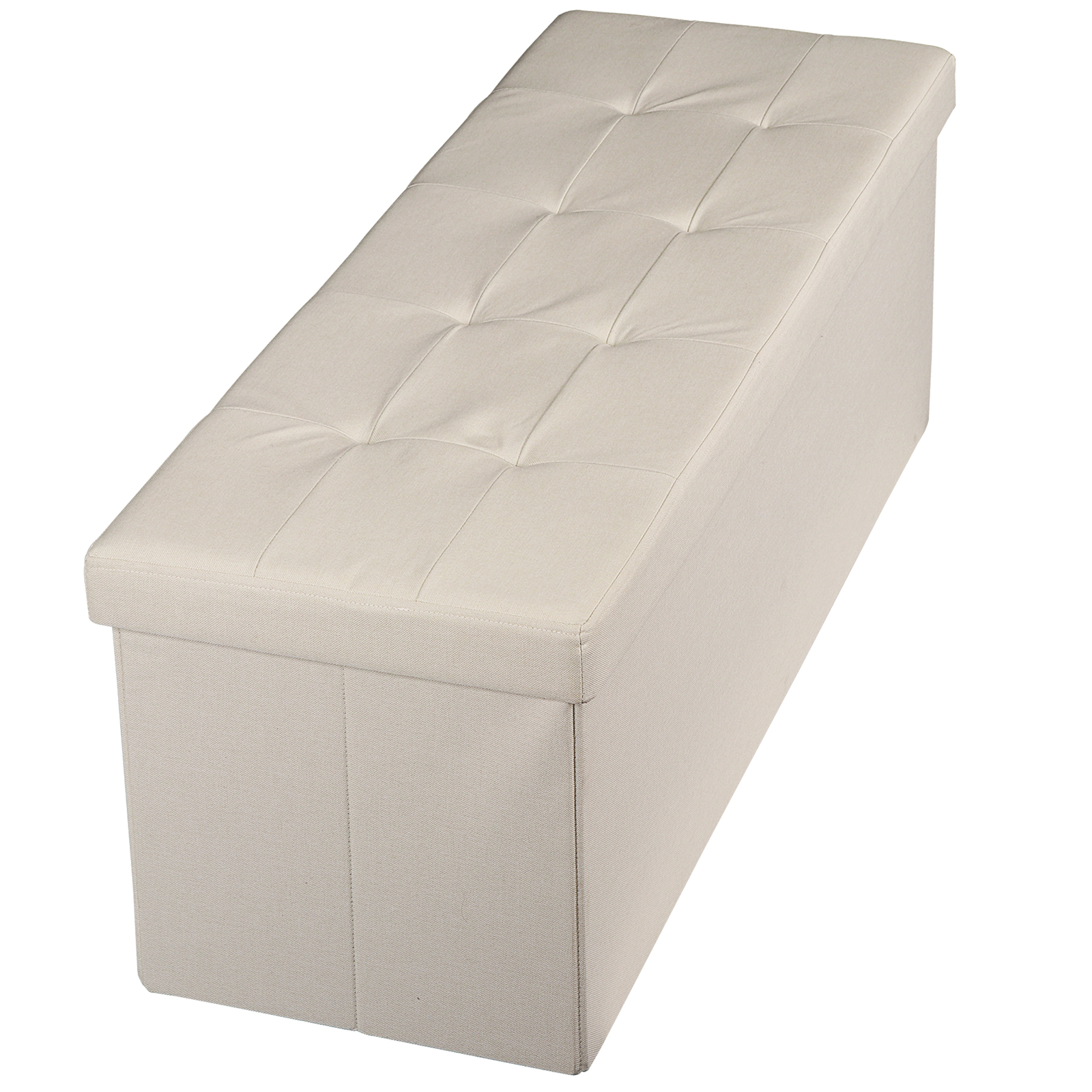 43" High Folable Storage Ottoman Bench Storage Stools Footrest Home Decor Beige