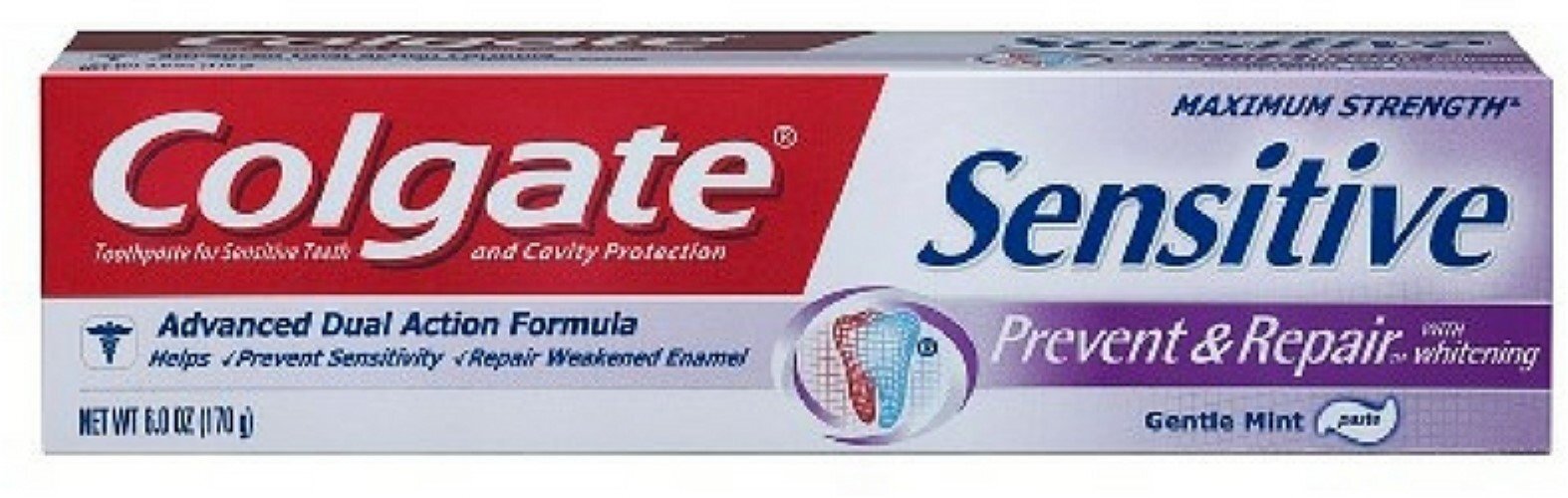 Colgate Sensitive Prevent & Repair Whitening Toothpaste Gentle Mint Paste 6 oz