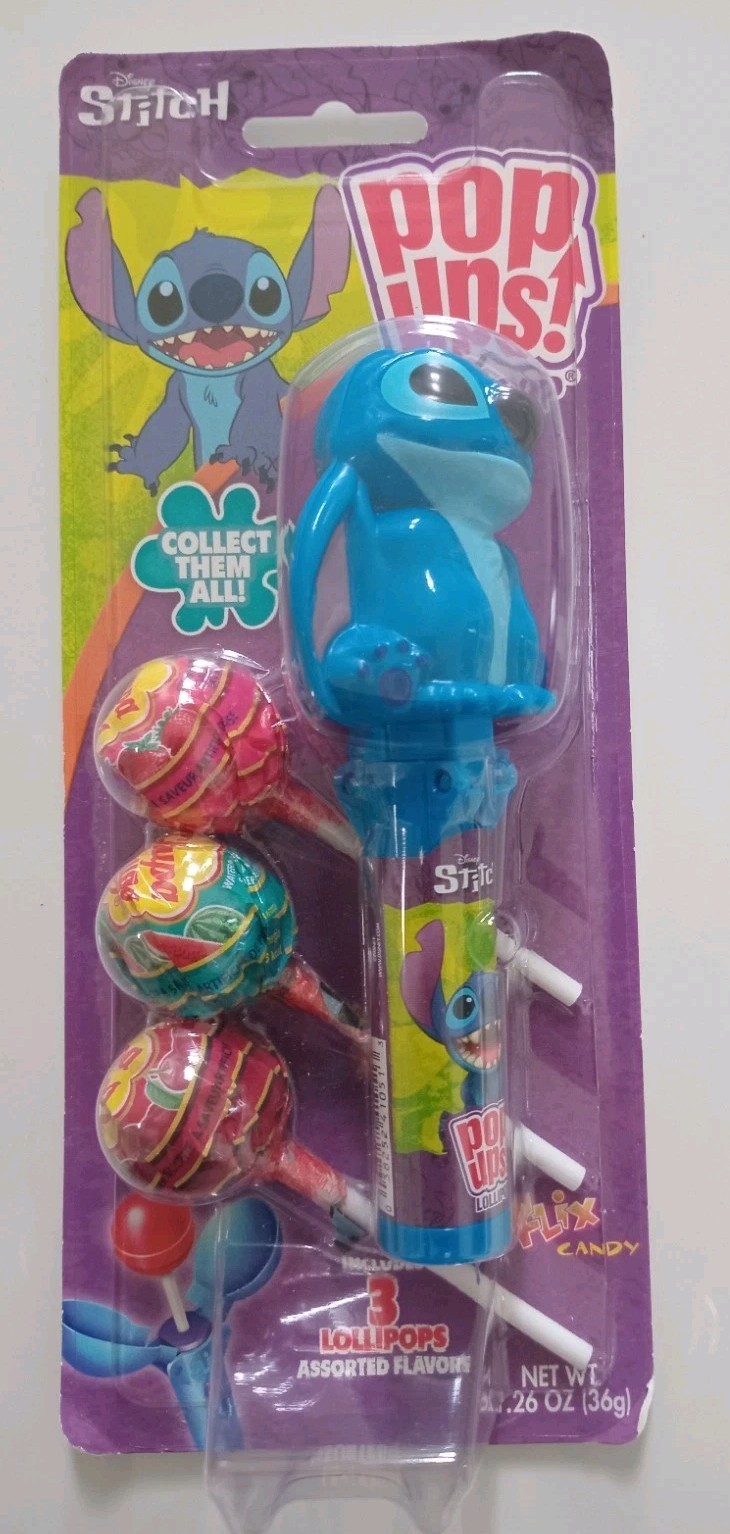 New Pop Ups! Lollipop Set - STITCH -Flix Candy Includes 3 Lollipops Chupa Chups
