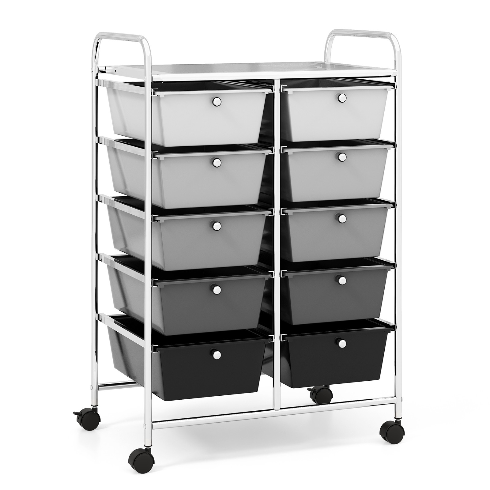 10-Drawer Storage Cart Utility Rolling Trolley Kitchen Organizer Black Gradient