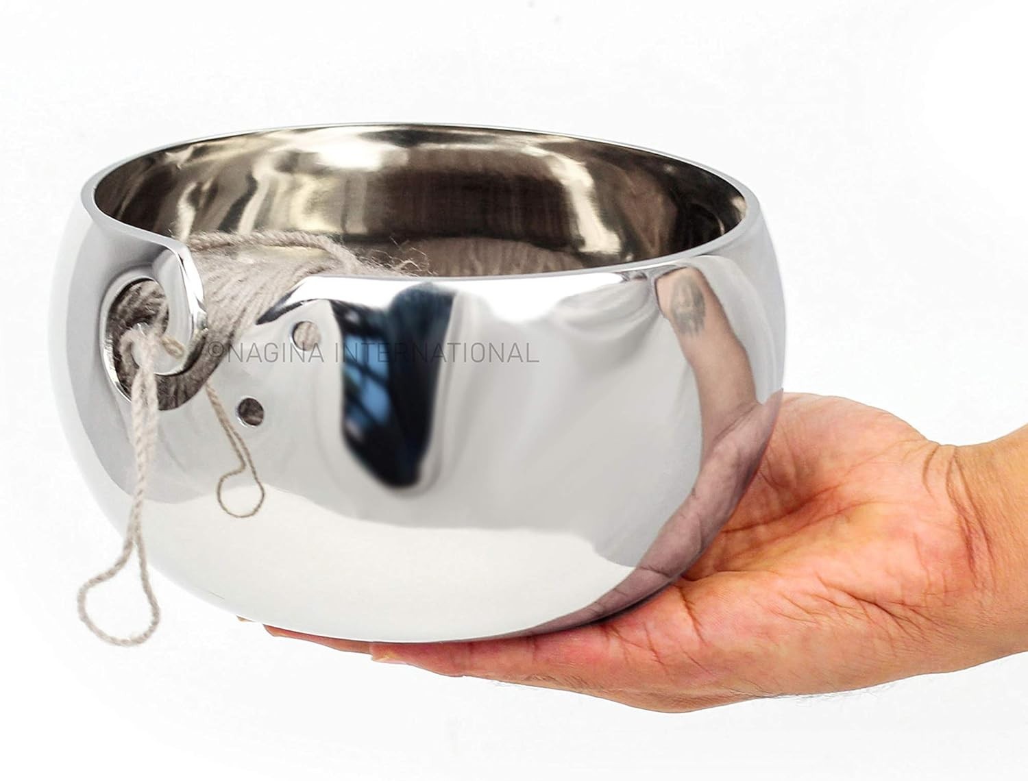 Quality Aluminum Yarn Bowl Large 7 Inch Silver Designed for Smooth Yarn Rolling