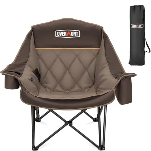 Oversized Camping Chair for Adults - 400lbs Support Heavy Duty 1pc Khaki