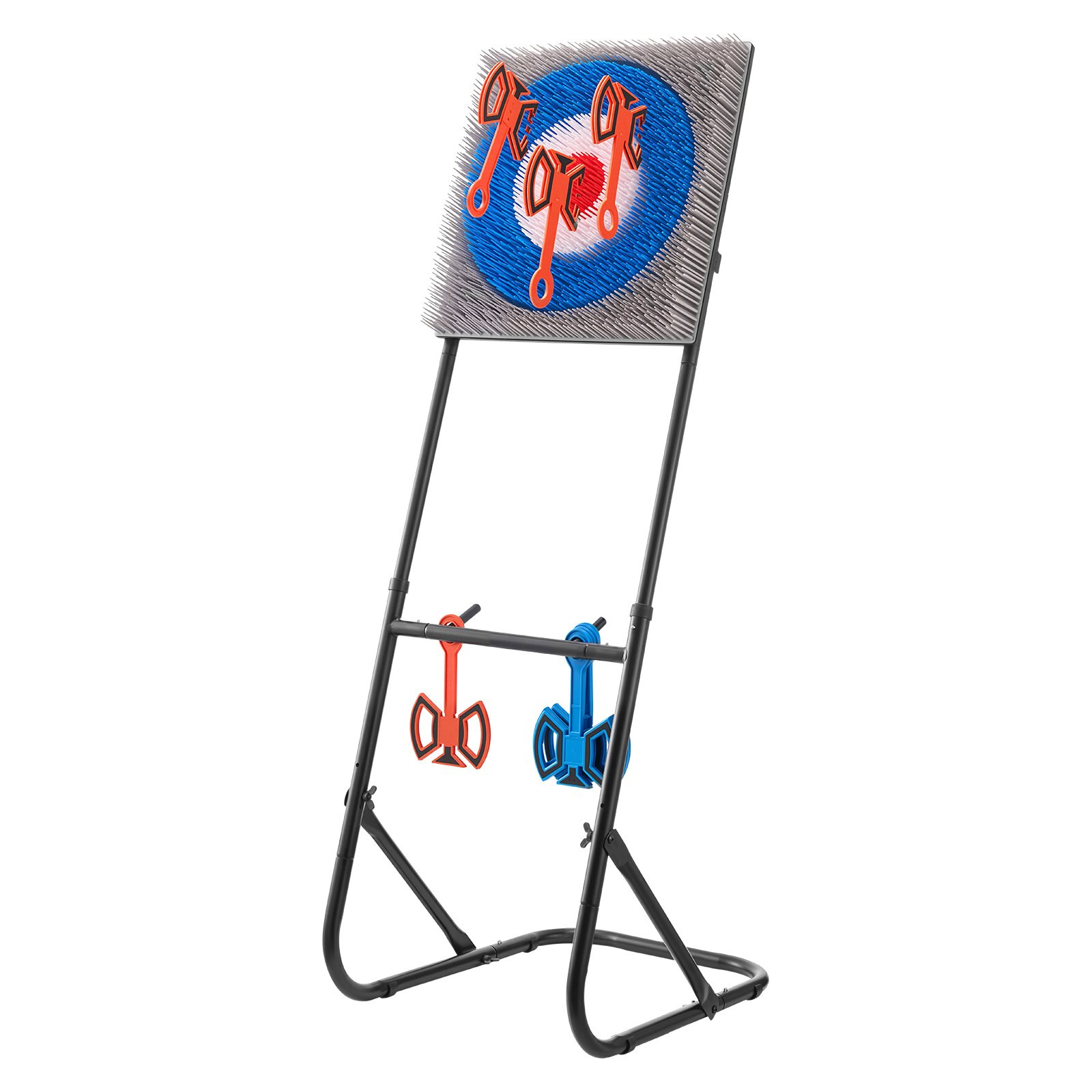 Axe Throwing Game Plastic Bristle Target with 8 Throwing Axes Set Steel Frame
