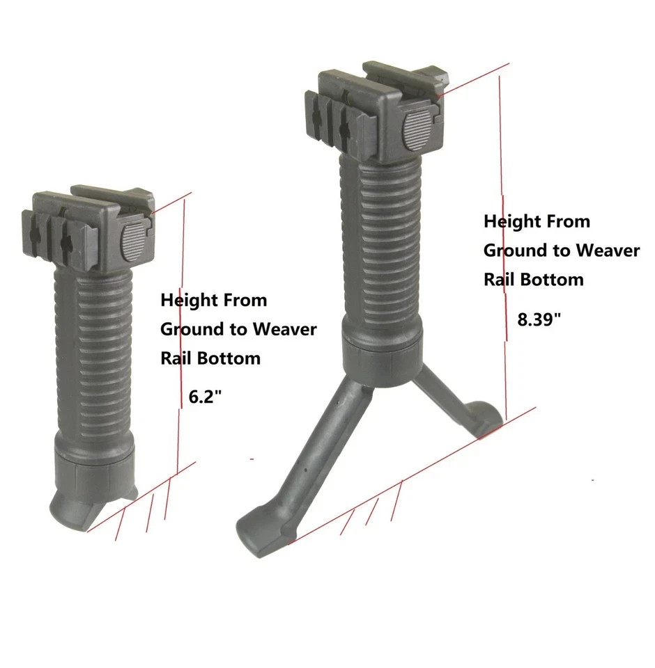 Black Color Polymer Spring Loaded Bipod Weaver Picatinny Rail Mount