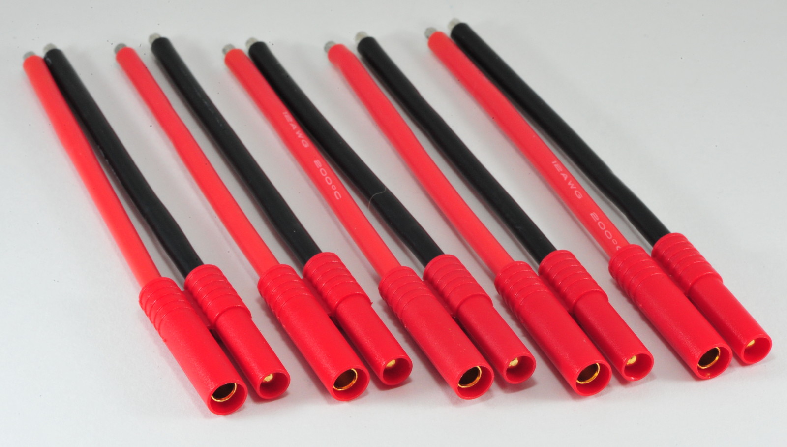 5 Pack: (5) Turnigy / HXT 4MM Female Bullet Connectors & Housing w/ 10CM 12awg