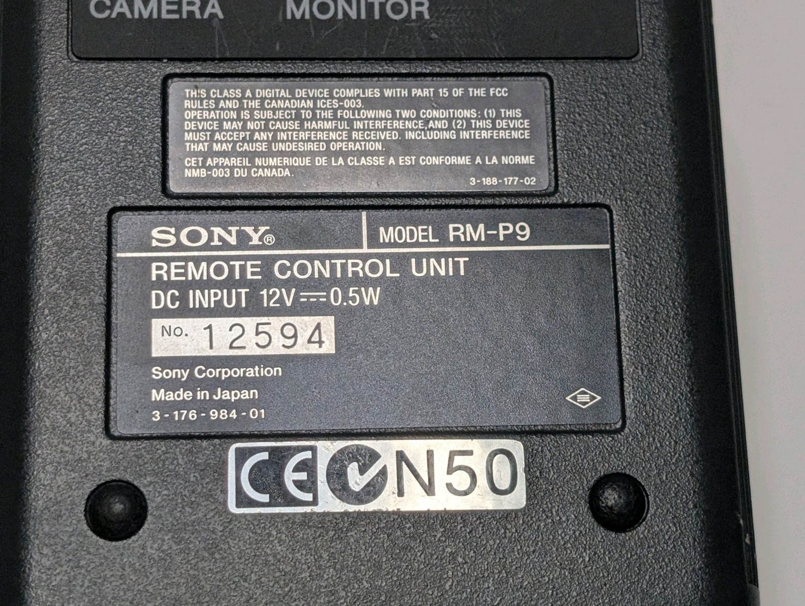 Sony Remote Control Unit | RM-P9