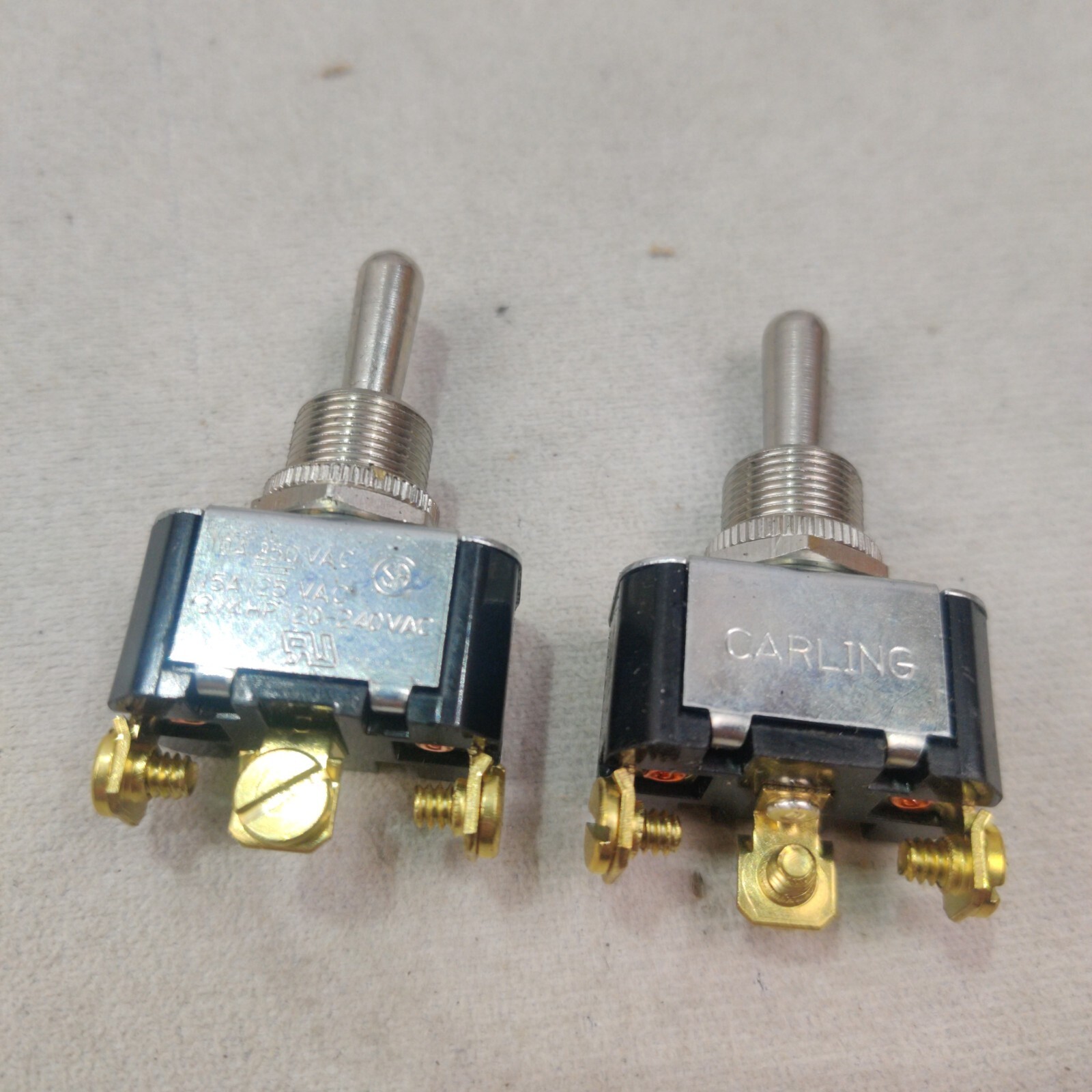 LOT OF 2 - Carling 15A 125V Switch 10A 250V 3/4 HP 120/240V On-Off-On-Hold