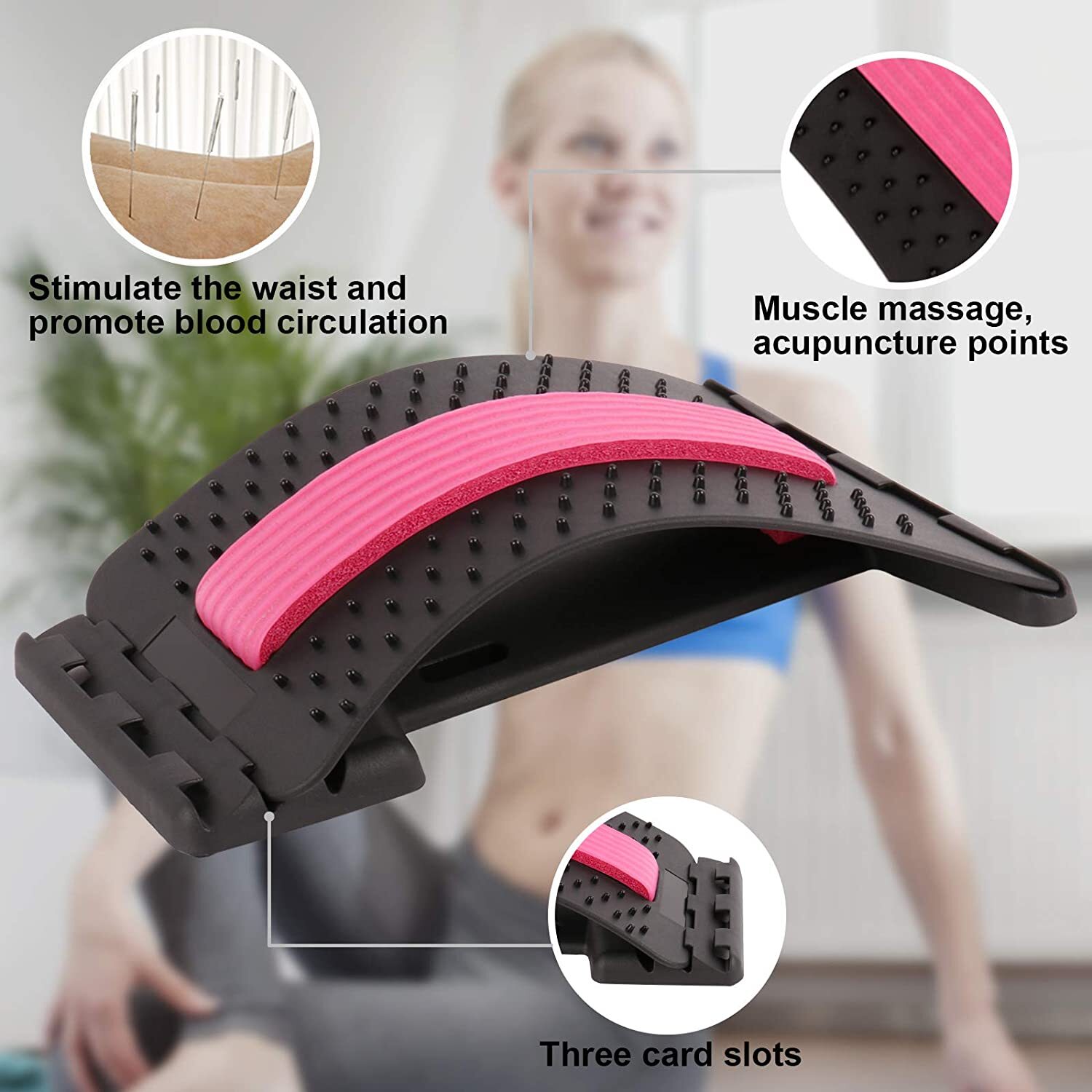Back Stretcher Device Massager Lumbar Support Pain Relief for Back Stretching US