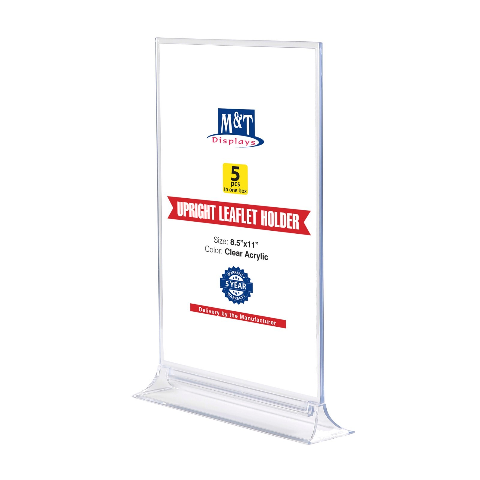 Clear Acrylic 8.5X11" Double-Sided Leaflet Holder Stand - Desktop Menu Organizer