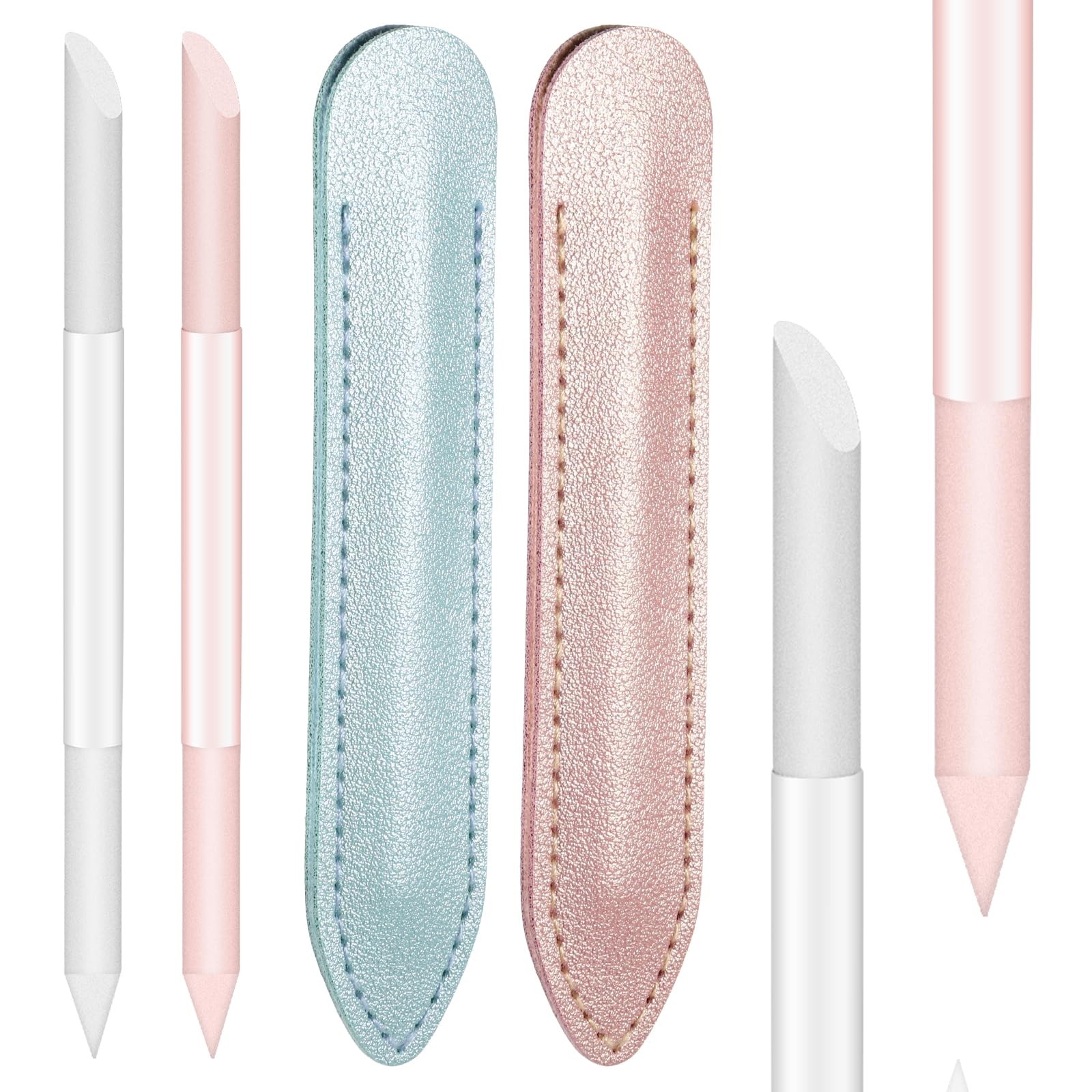 Glass Cuticle Pusher Set of 2 Crystal Cuticle Remover Tool with Leather Case ...