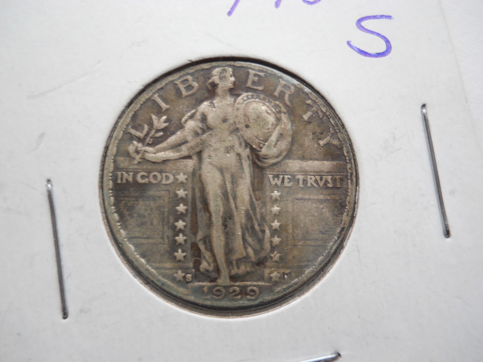 1929 S Standing Liberty Quarter Vtg Silver Collectible Grade