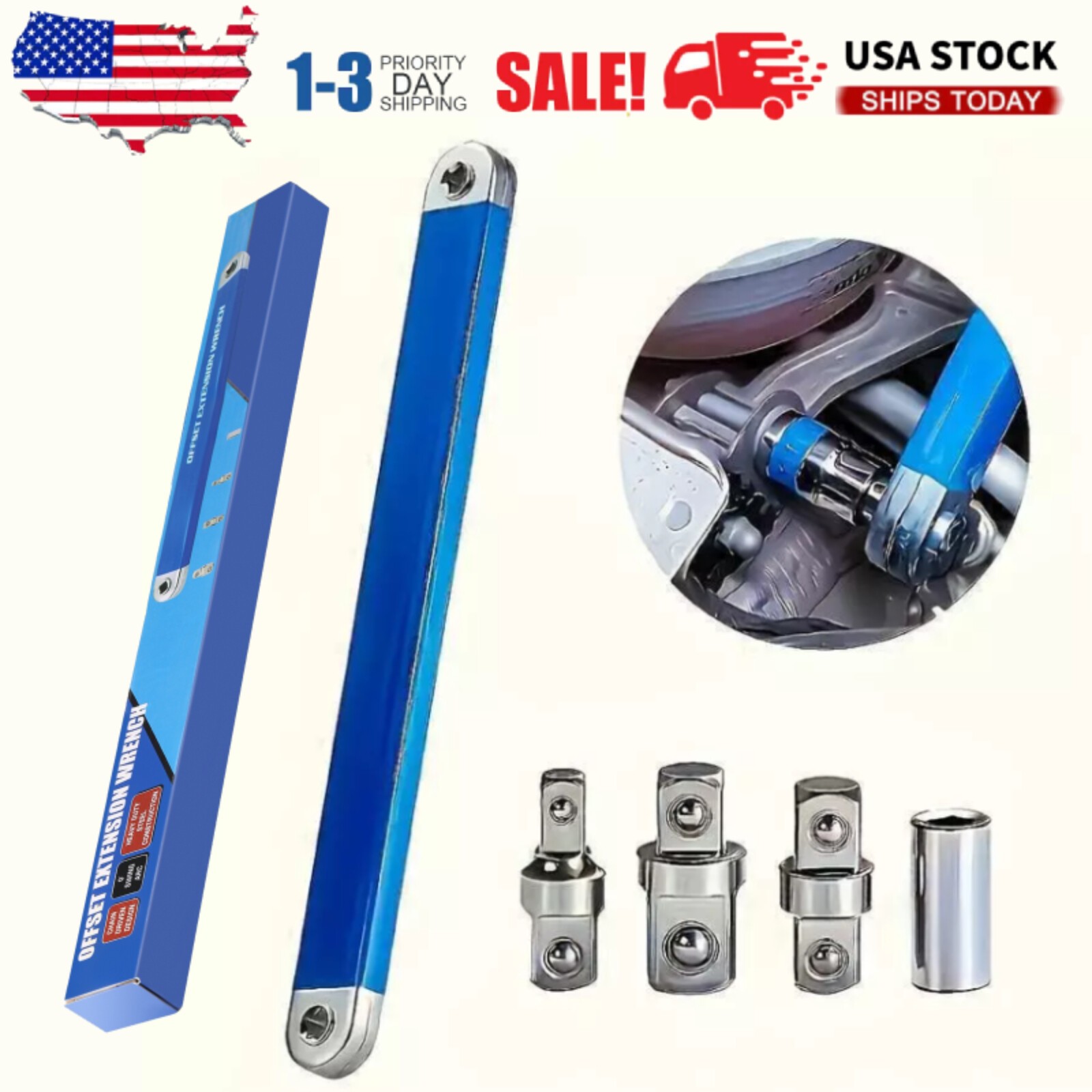 Offset Extension Wrench Set Ratchet Spanner Wrench with 4 Multifunctional