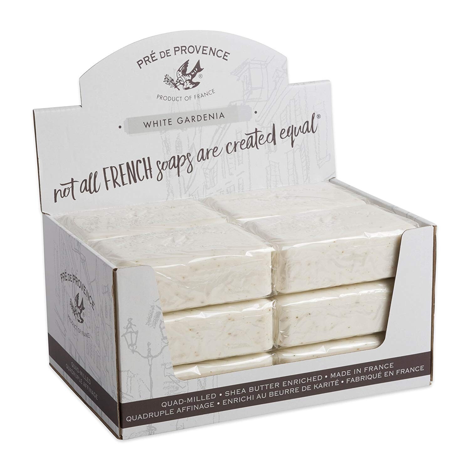 Pre de Provence WHITE GARDENIA Case 12 x 250 Gram French Soap Bath Shower Bars