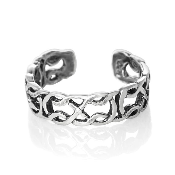 Loose Weave Design Toe Ring Genuine Solid Sterling Silver 925 Size Adjustable