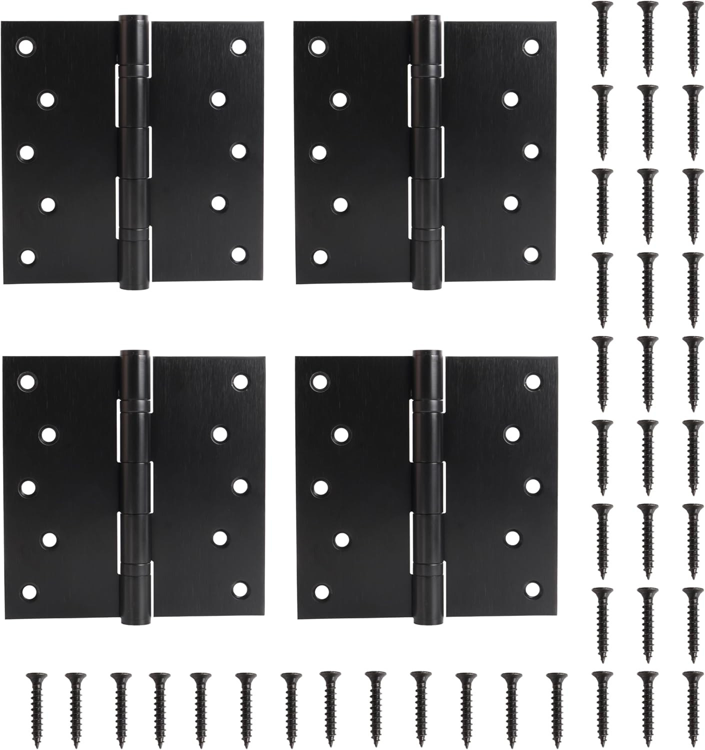 4-Pack 5"x5" Black Door Hinge Heavy Duty 220lbs Stainless Steel Ball Bearing 5in