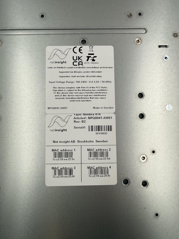NET INSIGHT NIMBRA 414 NPQ00041-AW01 ENCODER AND DECODER WITH NPA0153-4001