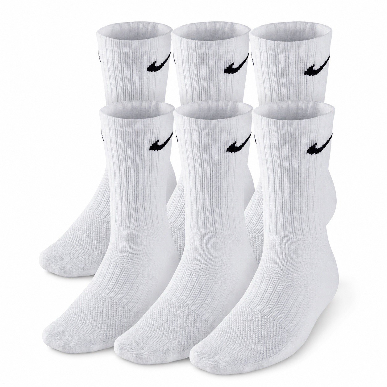Nike Men’s Everyday, Dri-FIT, Cushioned Crew Training Socks – White (6 Pairs)