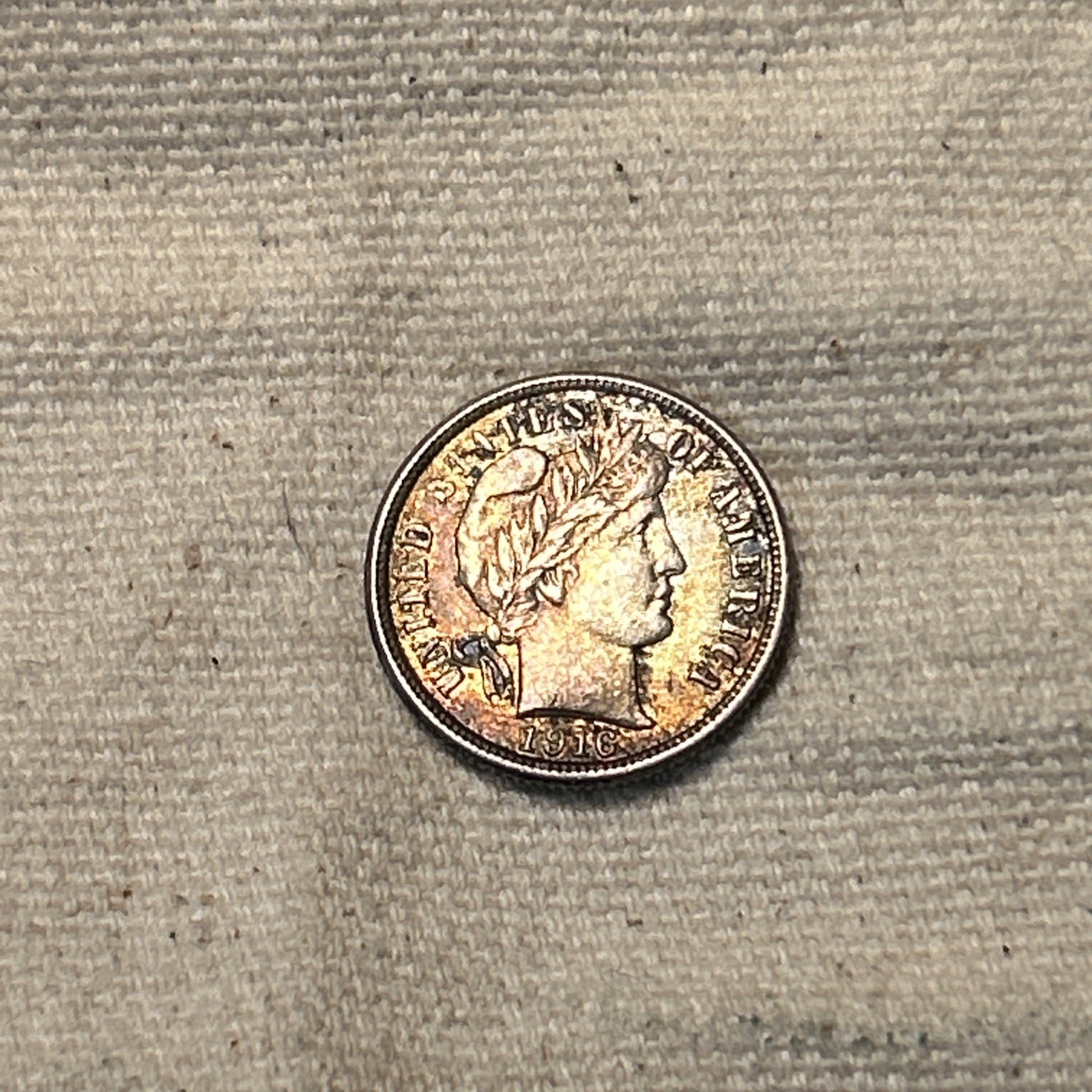 1916 Barber Dime Almost Uncirculated AU Coin PJ 310-49