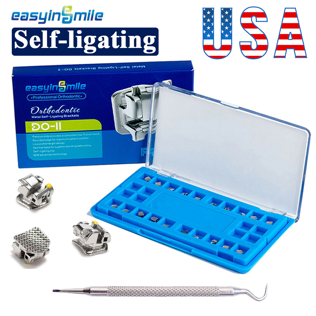 Dental Self-ligating Orthodontic Bracket mini ROTH/MBT022 345 Braces EASYINSMILE