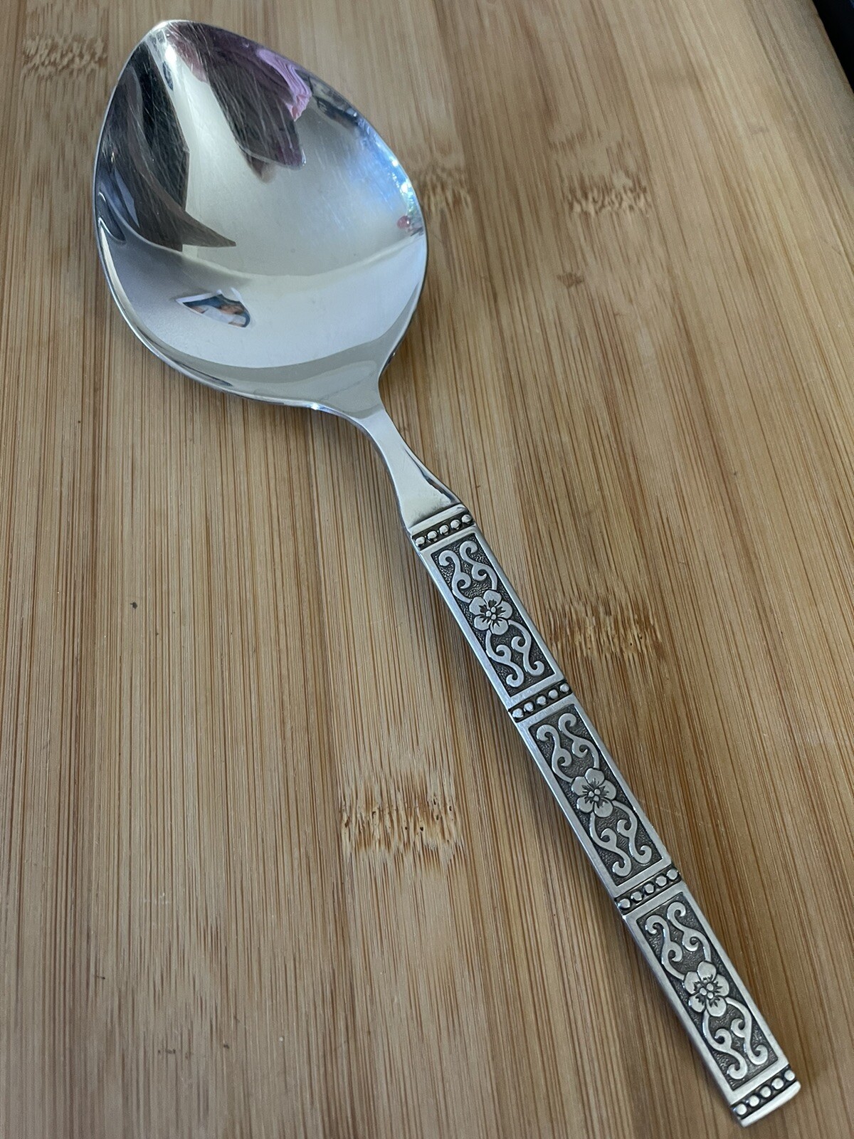 Oneida Community ISABELLA Stainless Black Floral Scroll CASSEROLE SPOON 8.75"