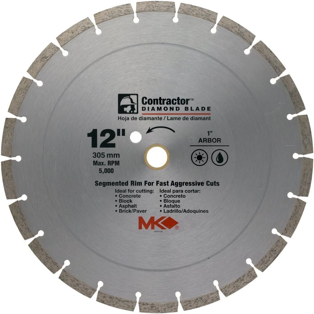 (J) M.K. 167018 Diamond 12 in. Dia. Diamond Segmented Rim Circular Saw Blade