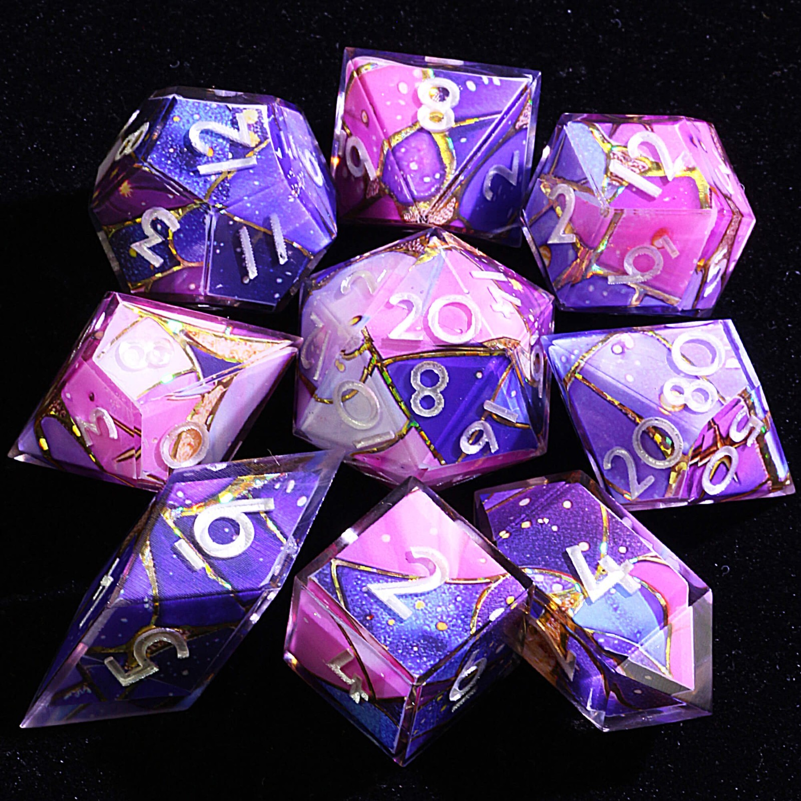 9 Polyhedral Resin D&D Set of Dice Starfall River for Dungeons Dragons RPG
