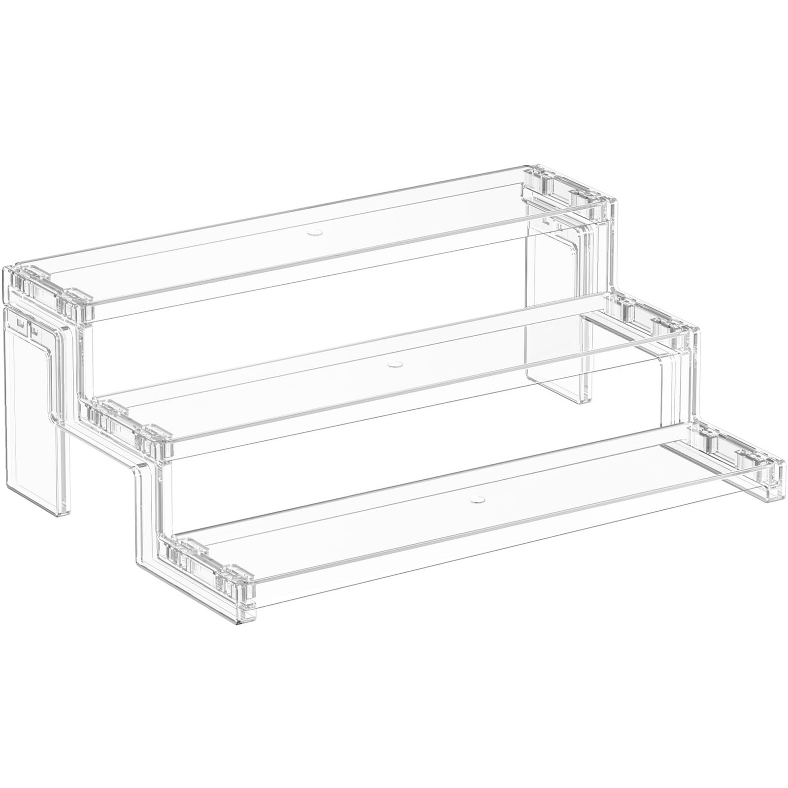 3 Tier 12in Clear Plastic Display Riser Stand Tool Free Assembly Makeup tool