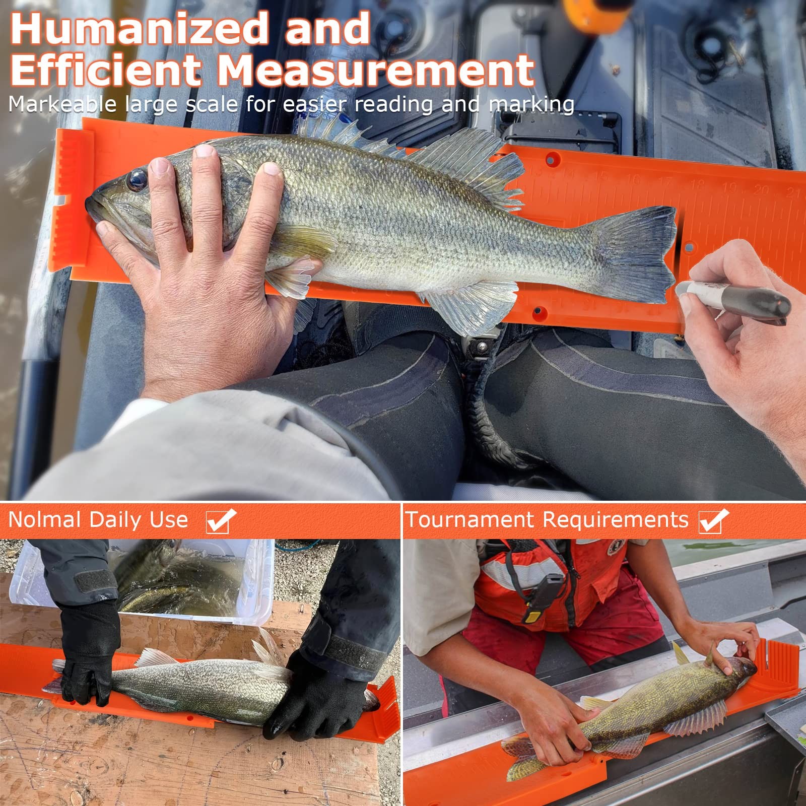 Fish Measuring Board Foldable, Floatable Compact Folding Fish Ruler for Boat,...