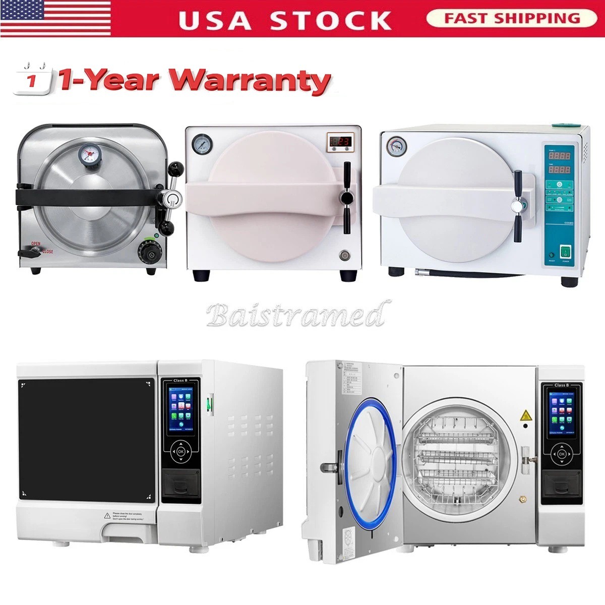 22L /18L Dental Autoclave Steam Sterilizer Class B Sterilization With Printer
