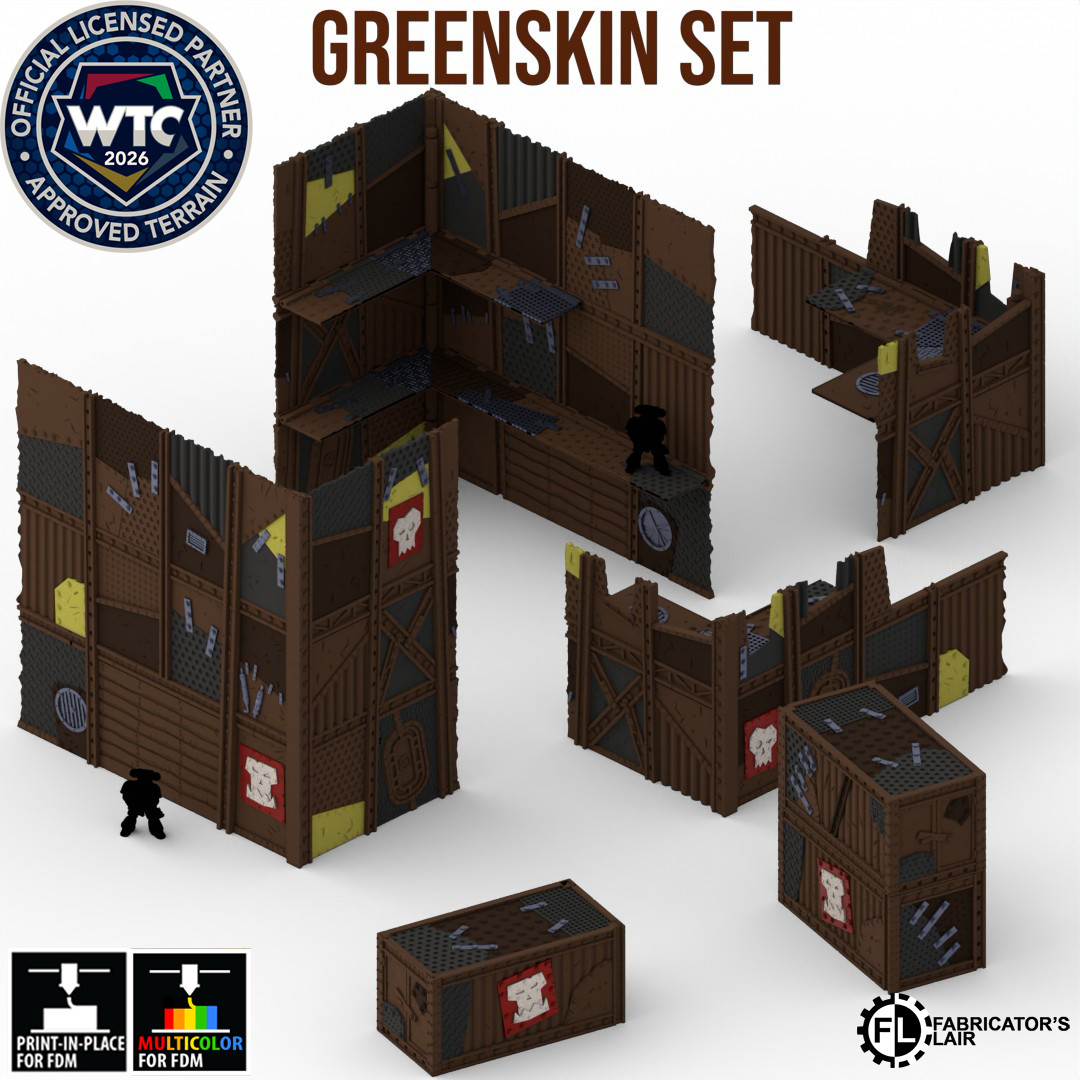 WTC Approved Foldable Terrain - Greenskin/Orc Style - Suit Warhammer 40k, Etc