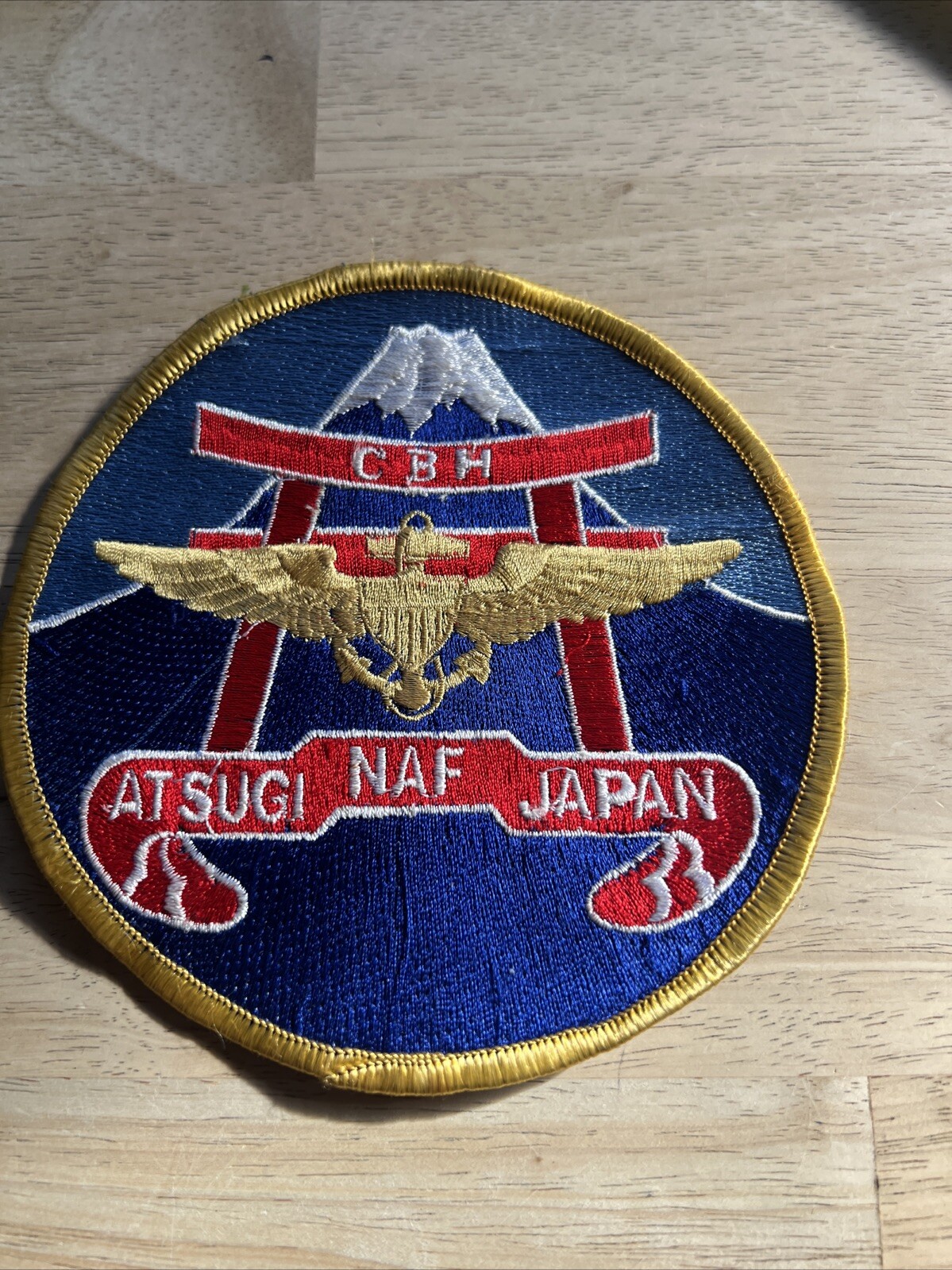 NAVY NAVAL AIR FIELD CBH  ATSUGI JAPAN NAF ROUND MILITARY EMBROIDERED 5” PATCH