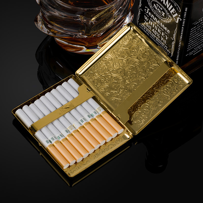 HOT 2024 NEW gold plated embossed arabesques cigarette case holds 20 cigarettes